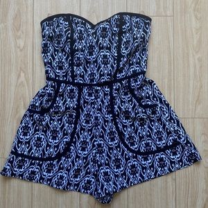 Black and white xhilaration strapless romper